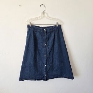 Downeast Denim A-Line Skirt Pearl Snaps Western Retro Rockabilly Americana XL